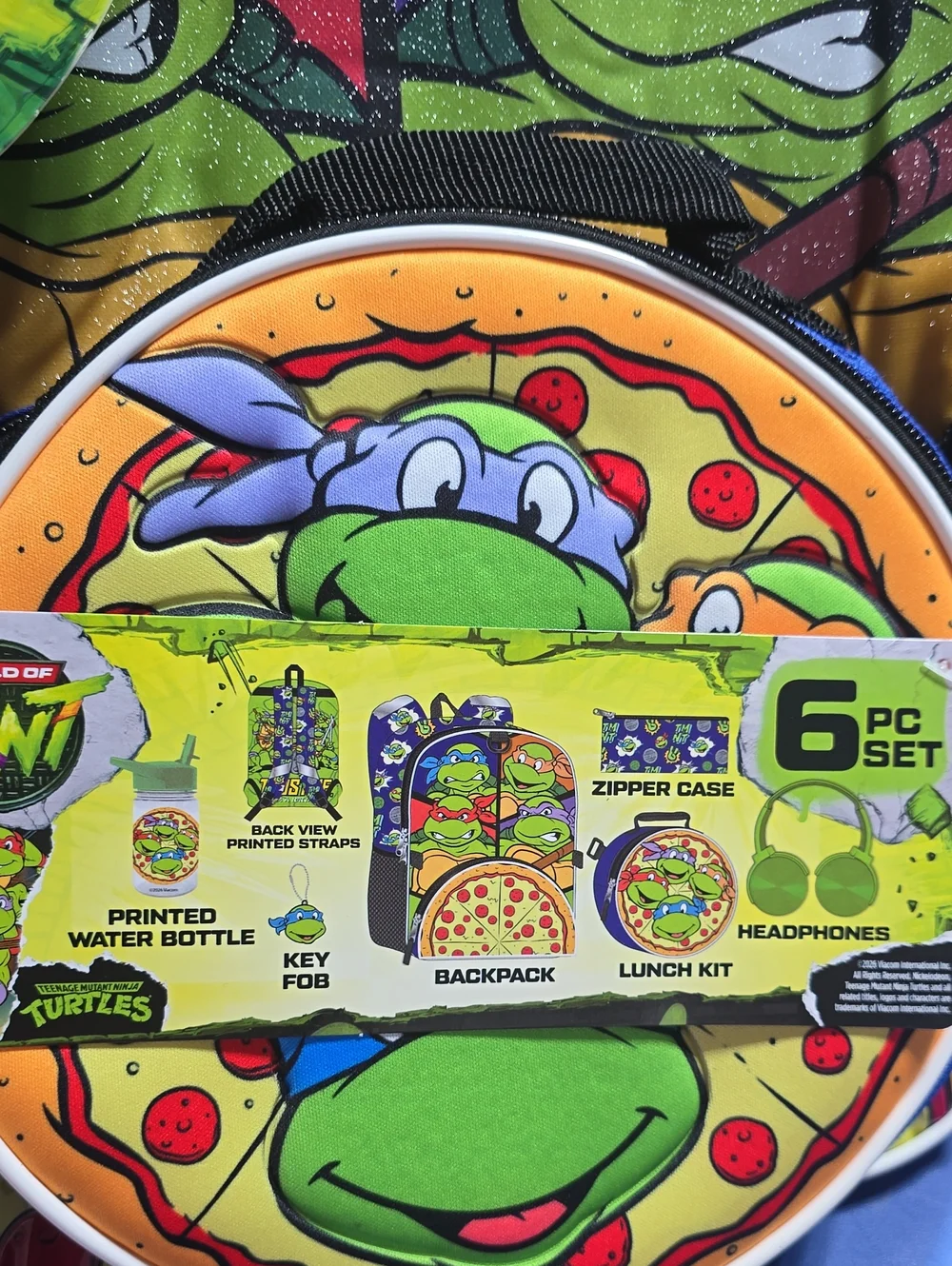 Nickelodeon Teenage Mutant Ninja Turtles Boys Backpack Set with Lunch Bag, 6 Pcs
